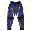 RIPPEDNESS! BLACK/BLUE/WHITE MEN'S JOGGERS WITH ABSTRACT PATTEREN DESIGN.