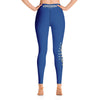 RIPPEDNESS! Blue (Yoga Leggings) with metallic blue/Gray text color print style.