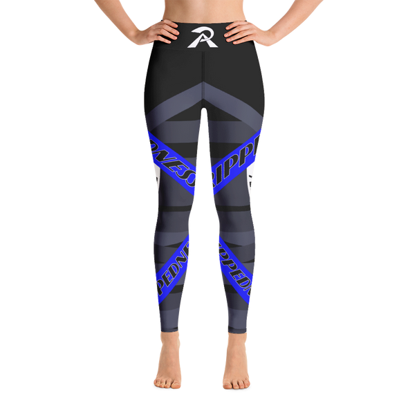 RIPPEDNESS! BLACK/BLUE/WHITE  (YOGA LEGGINGS) WITH ABSTRACT COLOR PRINT STYLE DESIGN.