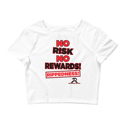 RIPPEDNESS! Women’s - Premium Branded Design (Short Sleeve) Motivational Crop Tee with "NO RISK NO REWARDS!" Text Logo