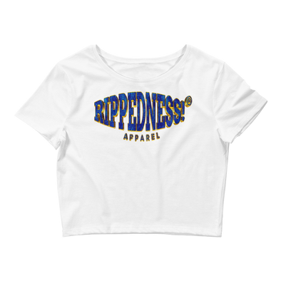 RIPPEDNESS! Premium Branded Design (SS) Ladies Crop Tee with Bluer/Rose Gold Logos