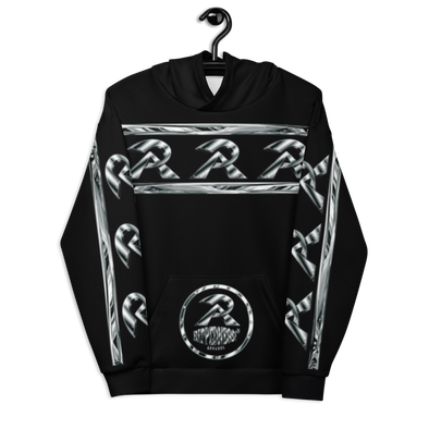RIPPEDNESS! BLACK - PREMIUM BRANDED HOODIE WITH STEEL CHROME LOOKING VIBRANT PRINT STYLE DESIGN TEXT LOGOS