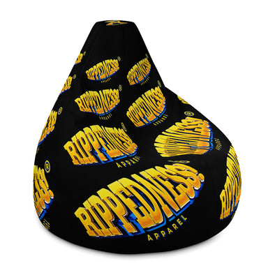 RIPPEDNESS! (Black) All-Over Print Bean Bag Chair w/filling with (Gold and blue Text Logos)