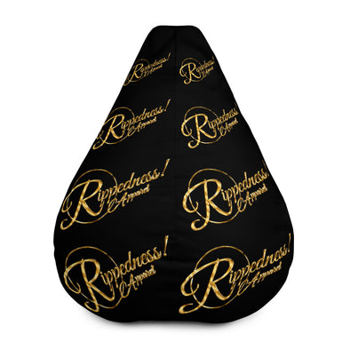 RIPPEDNESS! (Black) All-Over Print Bean Bag Chair w/filling with (Golden Text ) Logos.