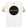 RIPPEDNESS! MENS' - WHITE PREMIUM BRANDED (( FOUR-WAY STRETCH FABRIC )) JERSEY STYLE SHORT SLEEVE T-SHIRT WITH BLACK/GOLD TEXT LOGOS