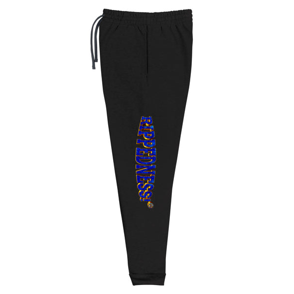 RIPPEDNESS! Jerzees Unisex joggers with (blue rose gold and gold text logo)