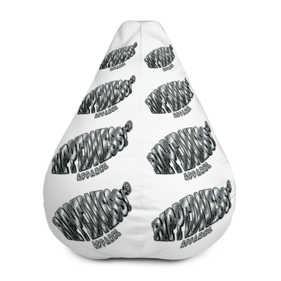 RIPPEDNESS! (White) All-Over Print Bean Bag Chair w/filling with (Chrome Text Logos)