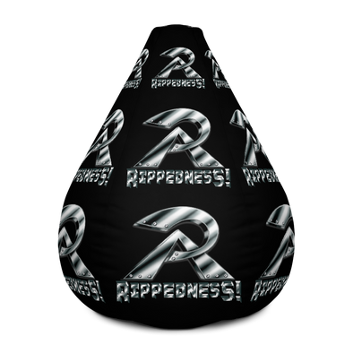 RIPPEDNESS! (Black) All-Over Print Bean Bag Chair w/filling with (Chrome Text Logos)