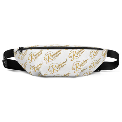 RIPPEDNESS! (Golden Text and Black/White) Fanny Pack with our Trademarked (RIPPEDNESS! APPAREL) Text Logos.