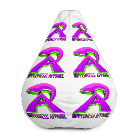 RIPPEDNESS! All-Over Print Bean Bag Chair w/ filling with (Purple and Neon Yellow Green Text Logos)
