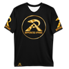 RIPPEDNESS! MENS' - BLACK PREMIUM BRANDED (( FOUR-WAY STRETCH FABRIC )) JERSEY STYLE SHORT SLEEVE T-SHIRT WITH BLACK/GOLD TEXT LOGOS