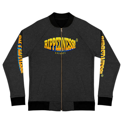 RIPPEDNESS! Next Level (Unisex) Bomber Sweat Jacket with (Gold and Blue Text) Logos.