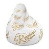 RIPPEDNESS! (White) All-Over Print Bean Bag Chair w/filling with (Golden Text ) Logos.