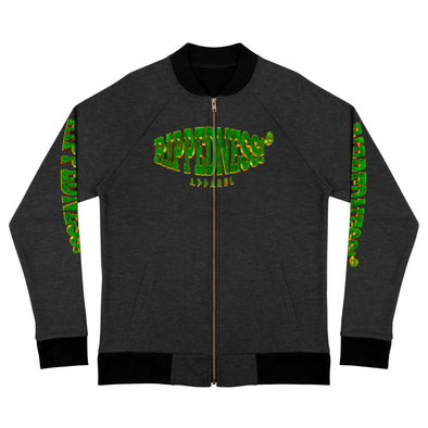 RIPPEDNESS! Next Level (Unisex) Bomber Sweat Jacket with (Green and Rose Gold) Text Logos.