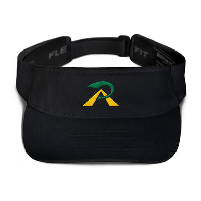 RIPPEDNESS! Flexfit Embroidered Sun Visor with (Green and Gold) Text Logo.