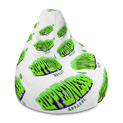 RIPPEDNESS! (White) All-Over Print Bean Bag Chair w/filling with (Neon Yellow Green and Purple Text Logos)
