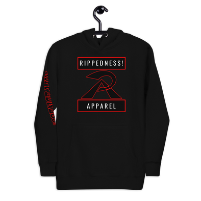 RIPPEDNESS! PREMIUM BRANDED HOODIE WITH BLACK/RED MOTIVATIONAL TEXT LOGO (( ASPIRE TO BE THE BEST YOU CAN BE. ))
