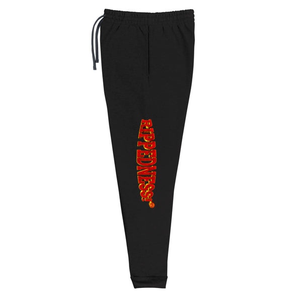 RIPPEDNESS! Jerzees Unisex joggers with ( red rose gold and gold text logo)