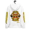 RIPPEDNESS! WHITE - PREMIUM BRANDED HOODIE WITH MUSCLE MAN IMAGE IN VIBRANT PRINT STYLE DESIGN TEXT LOGOS