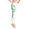 RIPPEDNESS! White (Yoga Leggings) with green metallic color print style.
