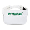 RIPPEDNESS! Flexfit Embroidered Sun Visor with (Green and White) Text Logo.