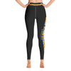 RIPPEDNESS! Black (Yoga Leggings) with gold/blue metallic color print style.