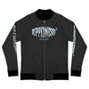 RIPPEDNESS! Next Level (Unisex) Bomber Sweat Jacket with (Gray and Blue) Text Logos.
