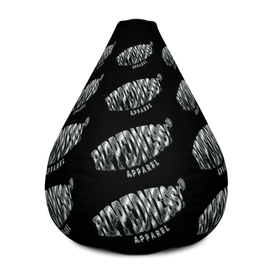 RIPPEDNESS! (Black) All-Over Print Bean Bag Chair w/filling with (Chrome Text Logos)