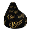RIPPEDNESS! (Black) All-Over Print Bean Bag Chair w/filling with (Golden Text ) Logos.