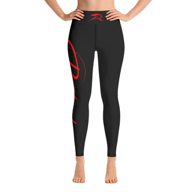 RIPPEDNESS! Black (Yoga Leggings) with metallic red color print style.