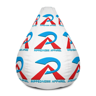 RIPPEDNESS! (White) All-Over Print Bean Bag Chair w/filling with (Cyan Blue and Red Text Logos)