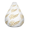 RIPPEDNESS! (White) All-Over Print Bean Bag Chair w/filling with (Golden Text ) Logos.