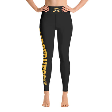 RIPPEDNESS! Black (Yoga Leggings) with golden color print style.