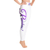 RIPPEDNESS! White (Yoga Leggings) with metallic purple color print style.
