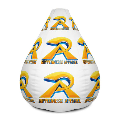 RIPPEDNESS! (White) All-Over Print Bean Bag Chair w/filling with (Gold and blue logos)