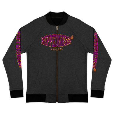 RIPPEDNESS! Next Level (Unisex) Bomber Sweat Jacket with (Purple and Rose Gold) Text Logos.