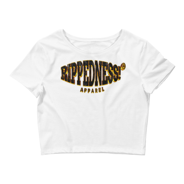RIPPEDNESS! Premium Branded Design (SS) Ladies Crop Tee with Black/Rose Gold Logos