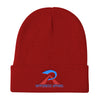 RIPPEDNESS! Knit Beanie with (Teal and Red) Text Logo.