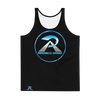 RIPPEDNESS! MENS' - BLACK PREMIUM BRANDED (( FOUR-WAY STRETCH FABRIC )) TANK TOP WITH METALLIC BLUE/GRAY TEXT LOGO