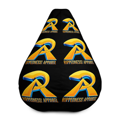 RIPPEDNESS! (Black) All-Over Print Bean Bag Chair w/filling with (Gold and blue Text logos)