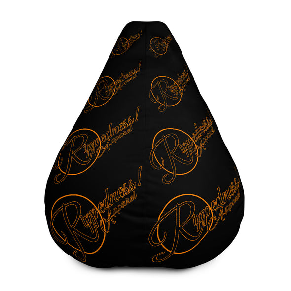 RIPPEDNESS! (Black) All-Over Print Bean Bag Chair w/filling with (Orange/Charcoal Black Text Logos)